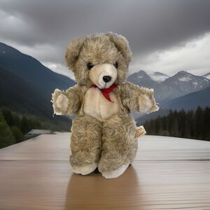 Vintage Teddy Bear California Stuffed Toys 9” Red Bow Korea